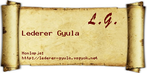 Lederer Gyula névjegykártya